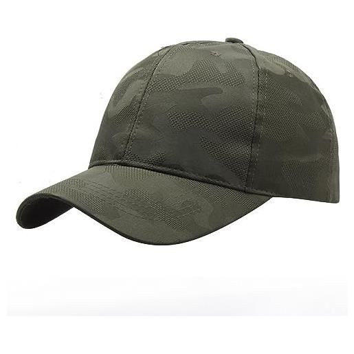VOATI cappello uomo berretto da caccia tattico da esterno mimetico da uomo cappello a righe della giungla berretto mimetico dell'esercito militare traspirante selvaggio, verde militare, 58-60 cm