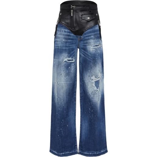 DSQUARED2 jeans a gamba ampia con inserti - blu