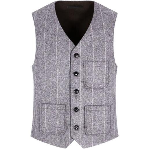 Giorgio Armani cappotto monopetto a righe - grigio