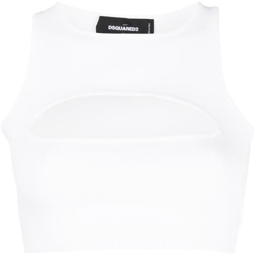 DSQUARED2 top crop con dettaglio cut-out - bianco