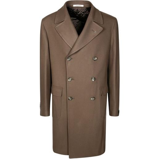 Tagliatore cappotto doppiopetto con revers a lancia - marrone