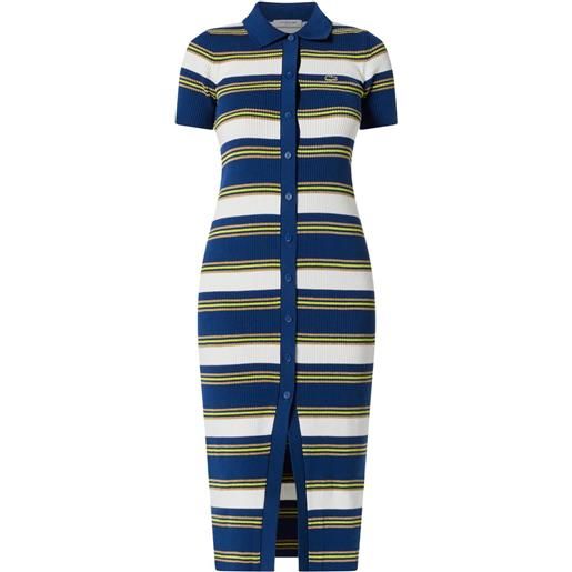 Lacoste abito midi a righe in maglia - blu