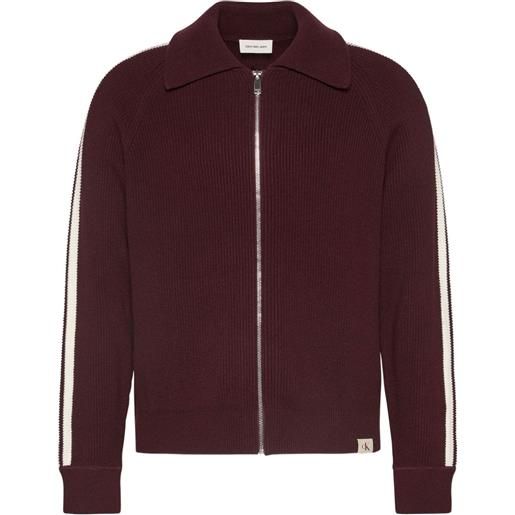 Calvin Klein Jeans cardigan a righe con zip - marrone