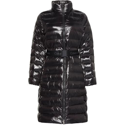 Calvin Klein cappotto imbottito con cintura - nero