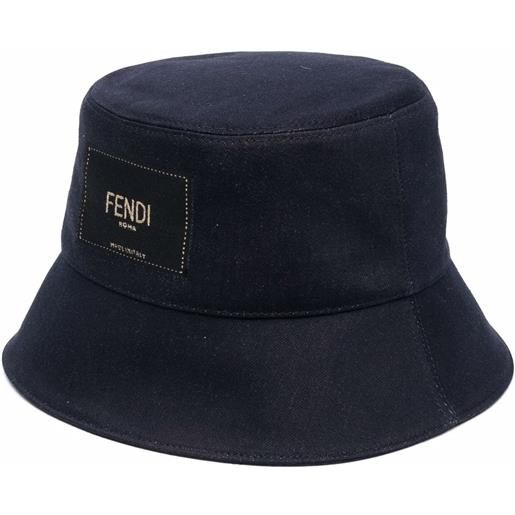 FENDI cappello bucket con logo - blu
