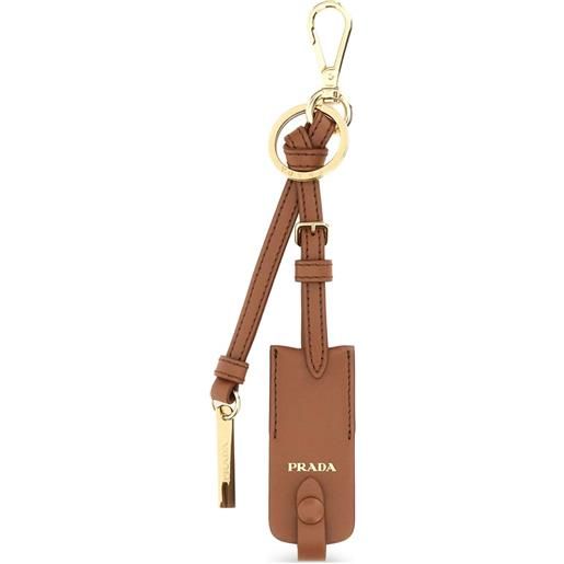 Prada portachiavi con logo - marrone