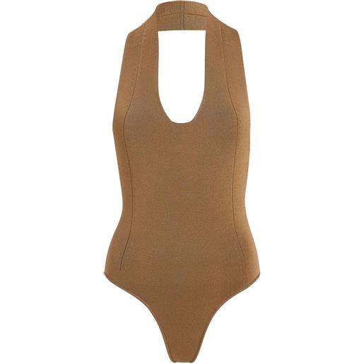 KHAITE body toto con scollo all'americana - marrone