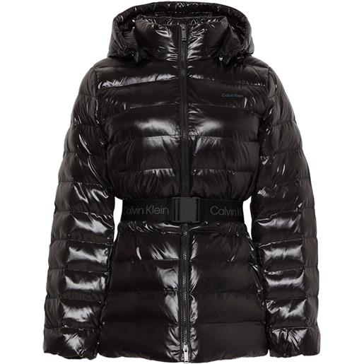 Calvin Klein giacca con cappuccio e cintura - nero