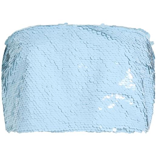 Cinq A Sept top jupiter corto con paillettes - blu