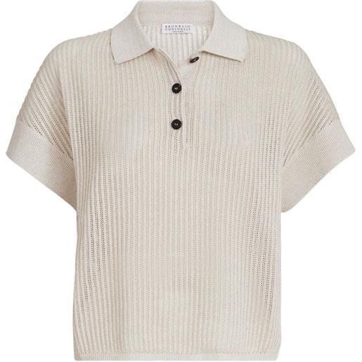 Brunello Cucinelli polo a coste - toni neutri