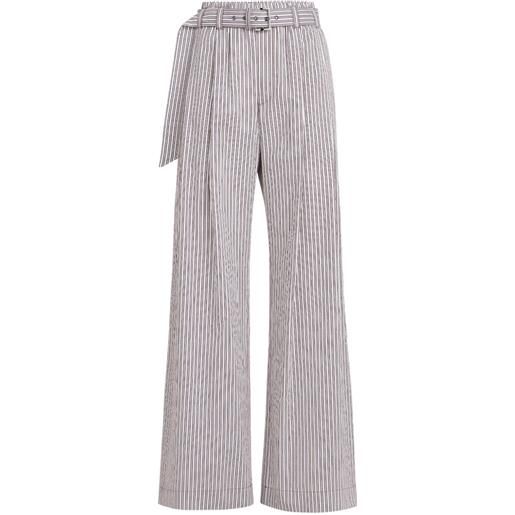 Brunello Cucinelli pantaloni a righe con cintura - bianco