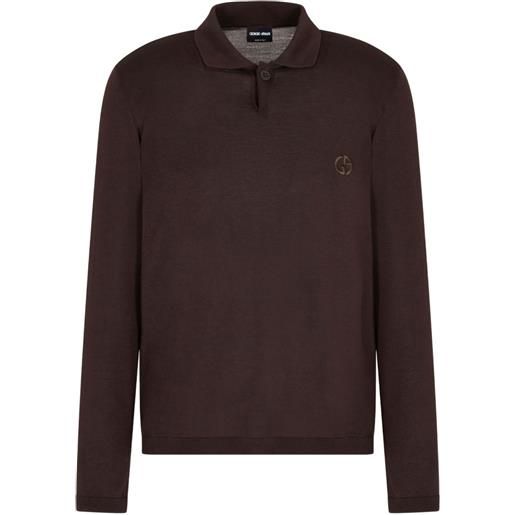 Giorgio Armani polo con logo ricamato - marrone