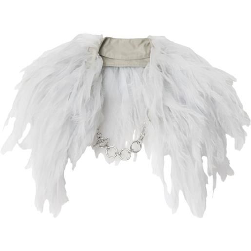 Burberry colletto in seta con piume sintetiche - bianco