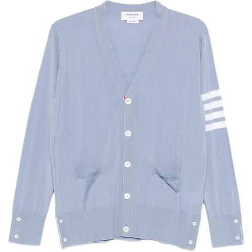 Thom Browne cardigan in maglia fine con scollo a v - blu