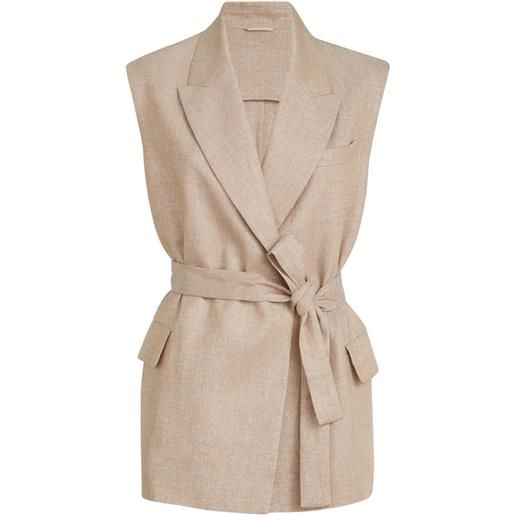 Brunello Cucinelli giacca con cintura - toni neutri