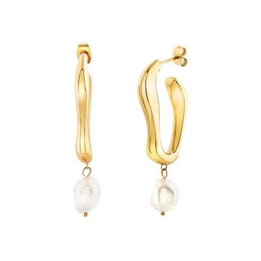 Breil gioiello breil tj4030 collezione alchemy, orecchini da donna in acciaio, perle naturali colore argento misura 12 con senza pietre