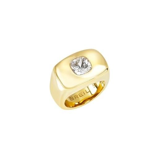 Breil gioiello tj4059 collezione stylize, anelli da donna in acciaio, cristalli colore oro misura 18 con zirconia