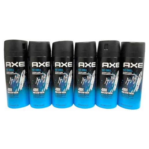 Axe ice chill, confezione da 6 deodoranti spray per il corpo, 48h fresh, 150 ml