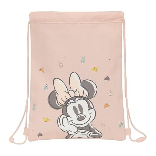 safta minnie mouse baby - zaino a sacco piatto junior, ideale per bambini di diverse età, comodo e versatile, qualità e resistenza, 26 x 34 cm, colore rosa chiaro, rosa chiaro, estándar, casual