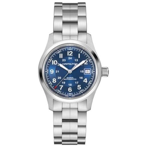 Hamilton khaki field h70455140 orologio automatico con quadrante blu