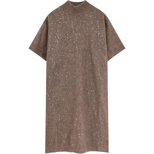 Brunello Cucinelli abito con paillettes - marrone