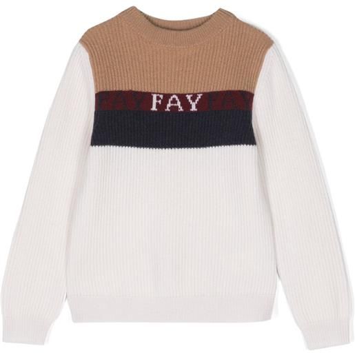 Fay Kids maglione con logo - bianco