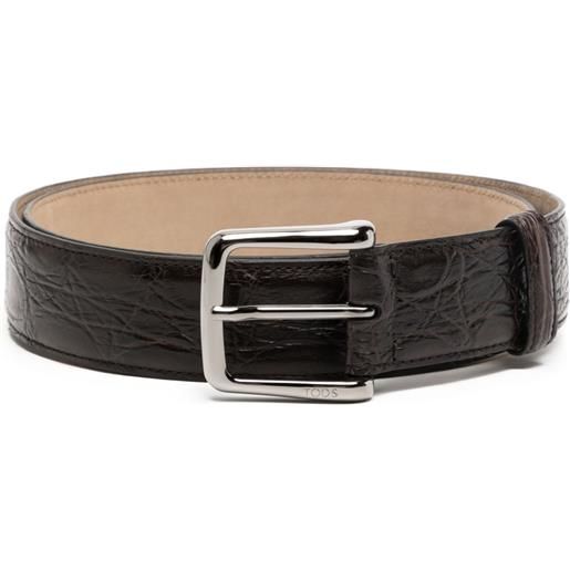 Tod's cintura con logo inciso - marrone