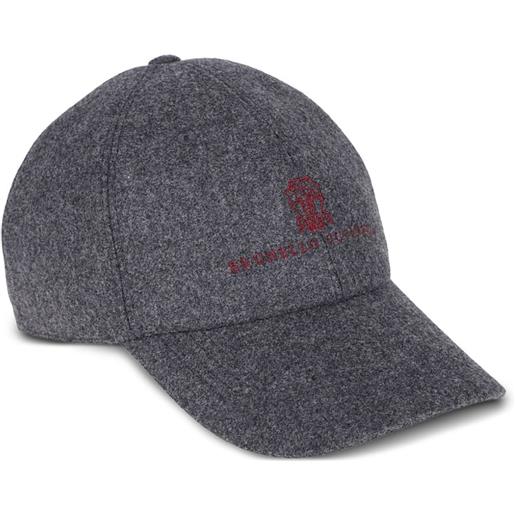 Brunello Cucinelli cappello da baseball in lana con ricamo - grigio