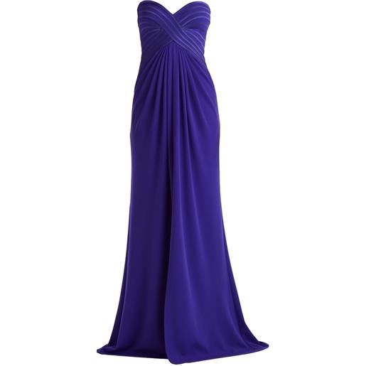 Tadashi Shoji abito lungo plissettato senza spalline - viola