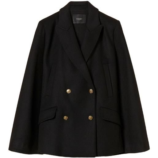 TWINSET cappotto doppiopetto in misto lana - nero