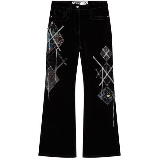 Open YY pantaloni svasati a rombi - nero