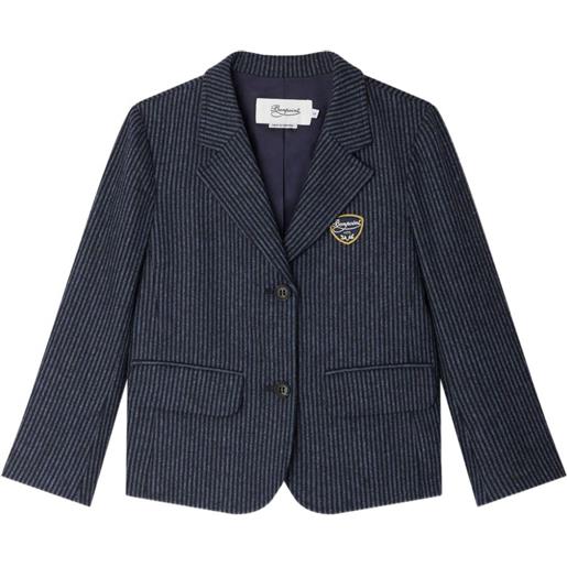 Bonpoint blazer gessato con ricamo - blu