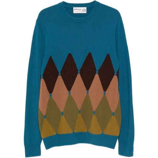 Ballantyne maglione girocollo a rombi - blu