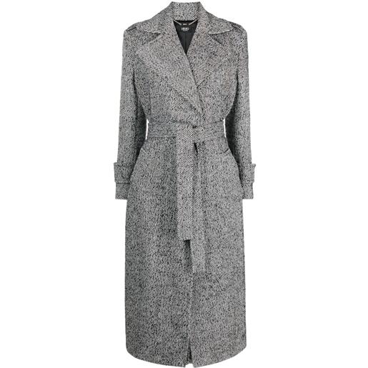 LIU JO cappotto lungo con nodo alla vita - nero