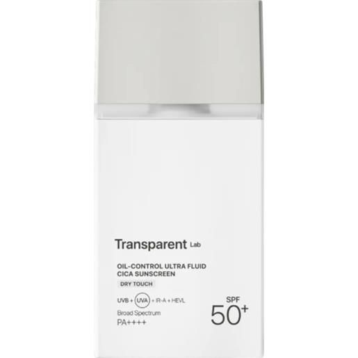 Transparent Lab oil control ultra fluid cica sunscreen crema opacizzante spf50