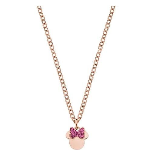 Disney collana minnie, acciaio inossidabile con zirconi per bambini e bambine, lunghezza 35+5cm, gioielli Disney