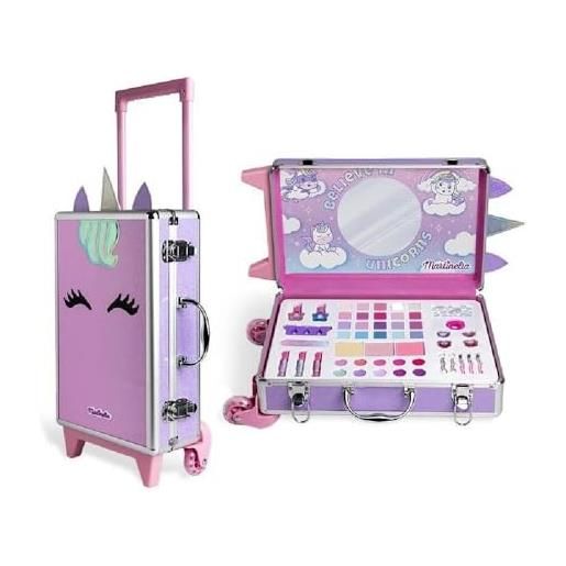 VARZI little unicorn valigia make up con ruote: set trucco completo con glitter, smalti, lucidalabbra, accessori e dettagli deluxe per bambine e ragazze - varzi dal 1956
