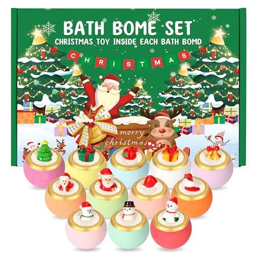 MOMOSTAR bombe da bagno bambini, 12 bombe da bagno con sorpresa giocattoli, bombes da bagnos calendario avvento natale, bombe da doccia regali di compleanno natale pour bambini