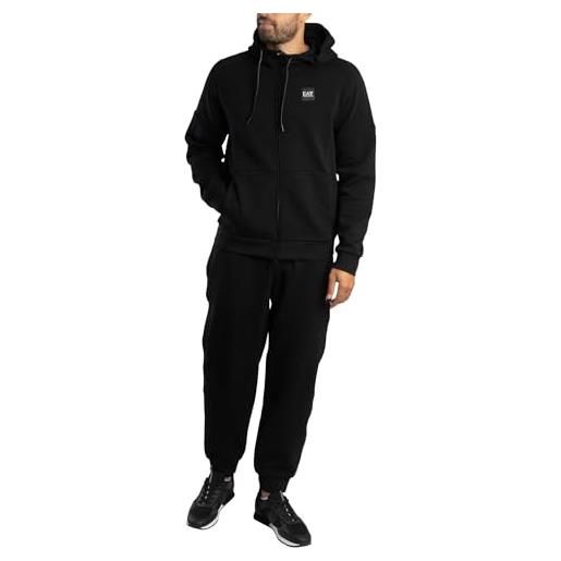 EA7 uomo tuta con cappuccio e zip con logo a scatola, black, xl
