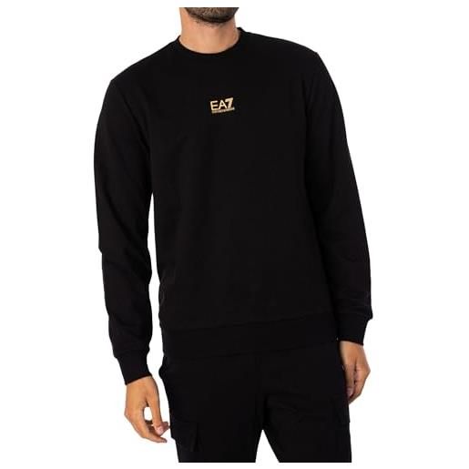 EA7 uomo felpa con logo, black/gold, l