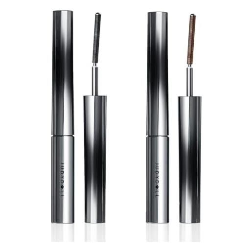 LAKPYN 2 pcs mascara iron wand impermeabile per ciglia corte e sottili, telescopic mascara, nero, marrone, bacchetta di metallo, anti-sbavature, arricciante e a lunga tenuta, senza sfaldature, senza grumi