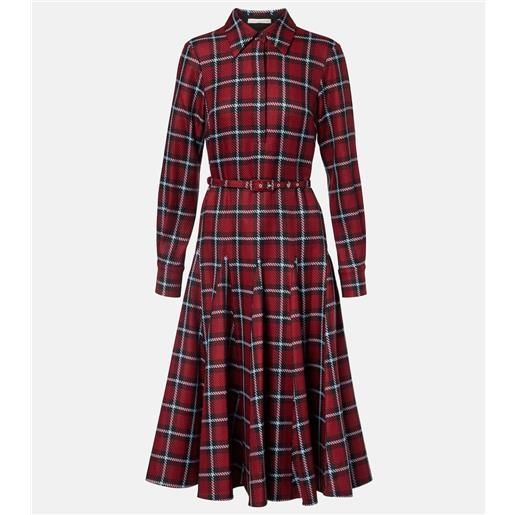 Emilia Wickstead abito midi marione in tartan di misto lana