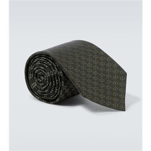 Gucci cravatta in jacquard di seta gg