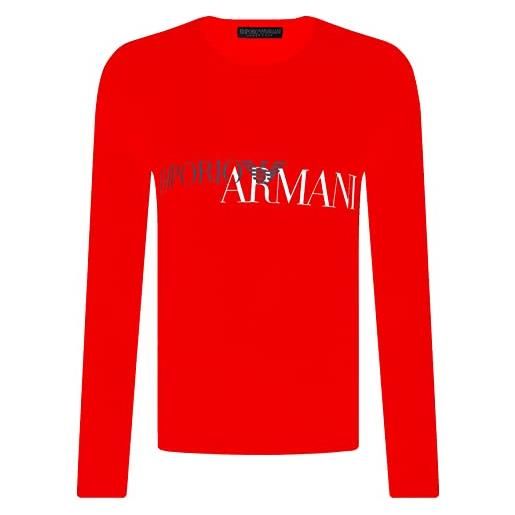 Emporio Armani t-shirt uomo 111907 0a516 t-shirt manica lunga collo rotondo, rosso, s
