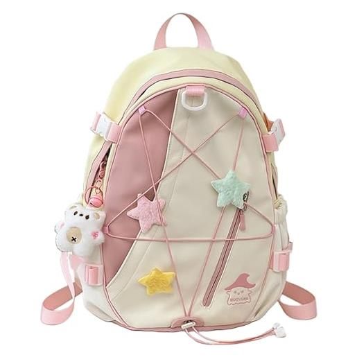 Joygoodta zaino y2k per lo zaino di star della scuola kawaii con ciondolo e sacca da scuola preppy estetica tascabile per ragazze