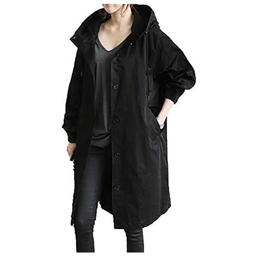 Giacca antipioggia da donna con cappuccio leggera a maniche lunghe giacca a vento con cerniera con coulisse impermeabile con tasche abbigliamento