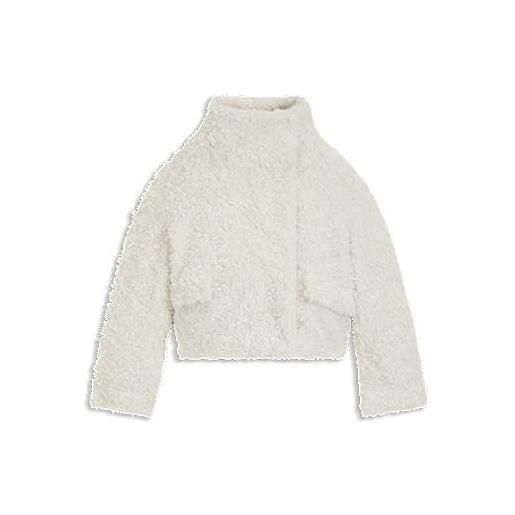 BOSS x steiff cappotto relaxed fit in tessuto peluche, bianco