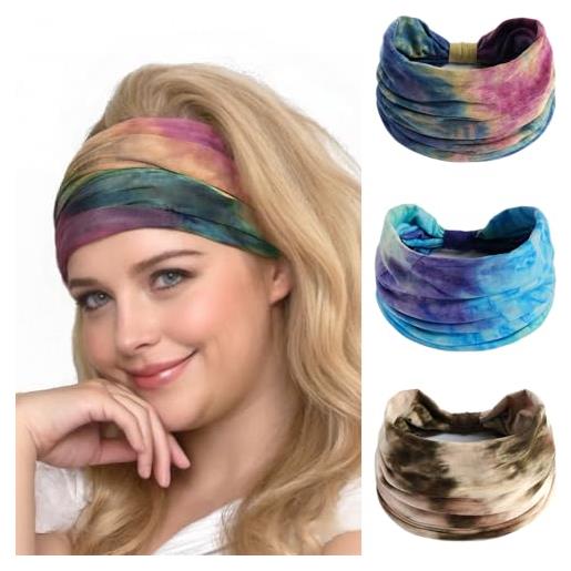 Alexis Leroy fascia per capelli donna 3 pezzi turbanti elastici moda casual set stile natura