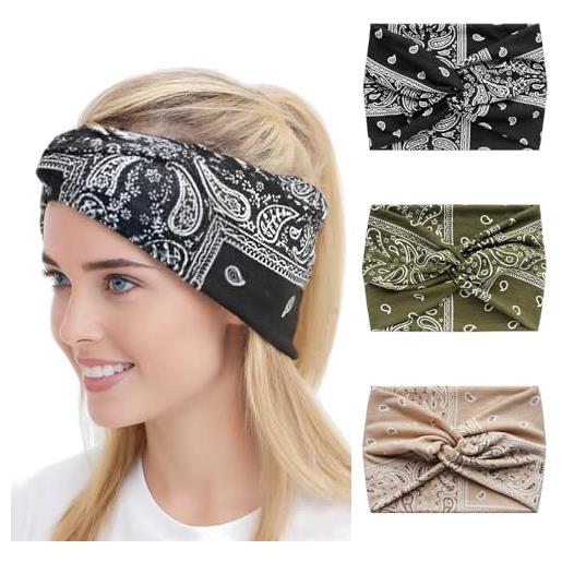 Alexis Leroy fascia per capelli donna 3 pezzi turbanti elastici moda casual set stile foresta