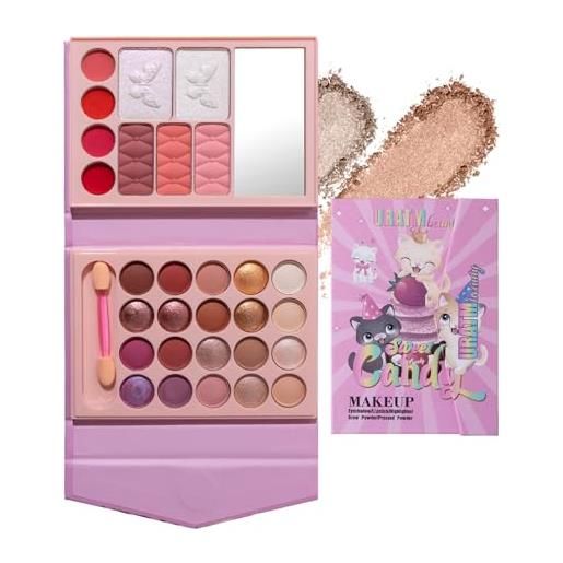CHSEEO trousse trucchi donna, trucchi bambina palette di ombretti per trucco, palette di ombretti tutto in uno tavolozza completo valigetta con ombretto, gloss, rossetti e polveri viso